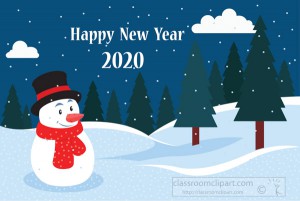 happy new year 2020 snowman in the snow